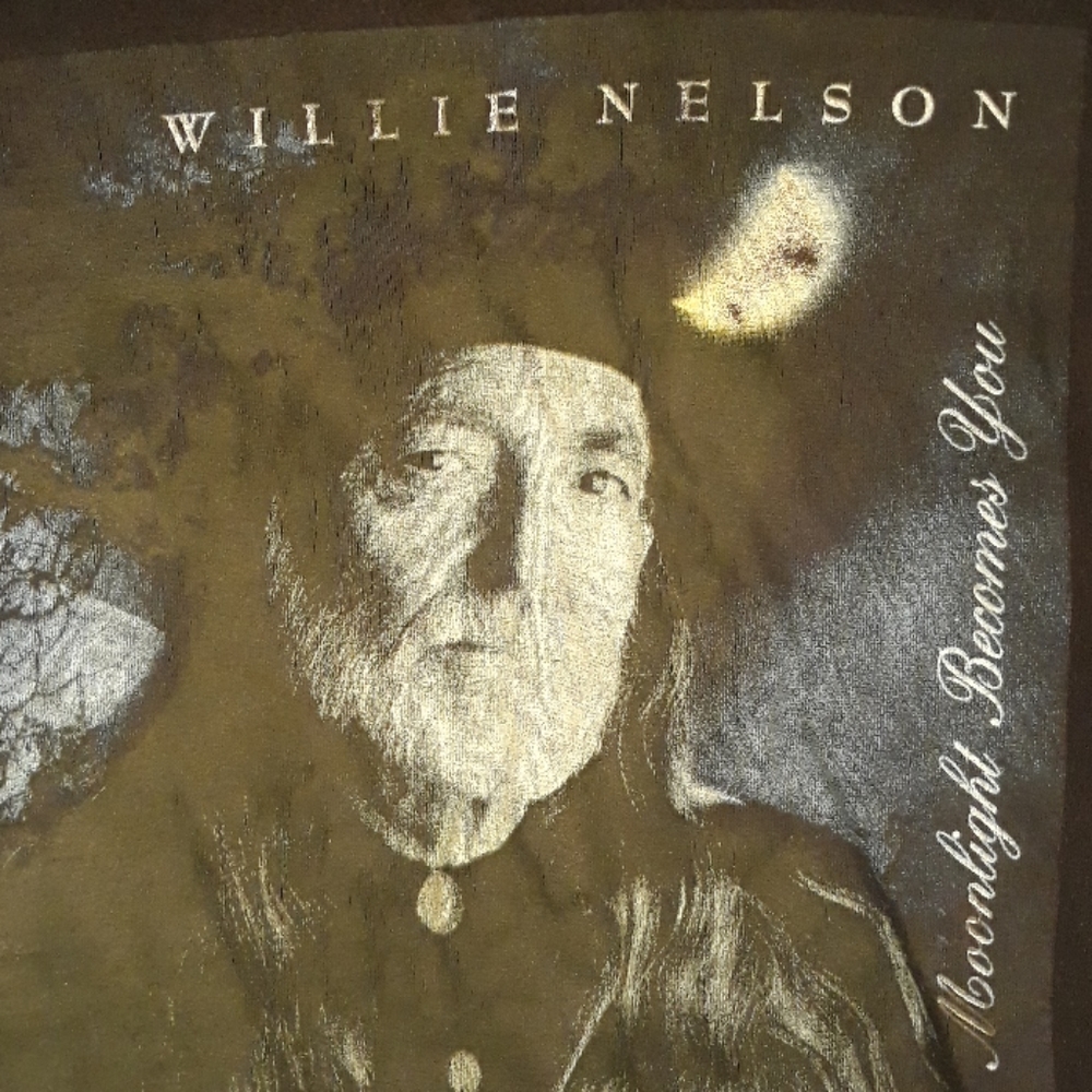 WILLIE NELSON Moonlight Becomes You Single Stitch Mens T Shirt XL 90s VTG